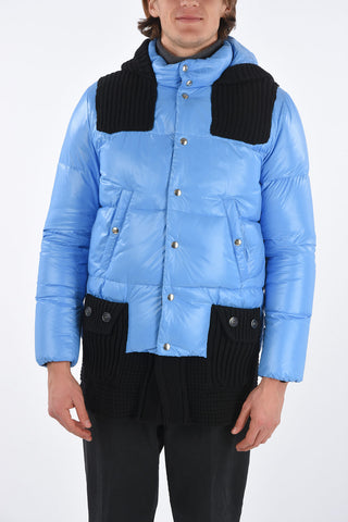 piumino con dettagli in lana e cappuccio
