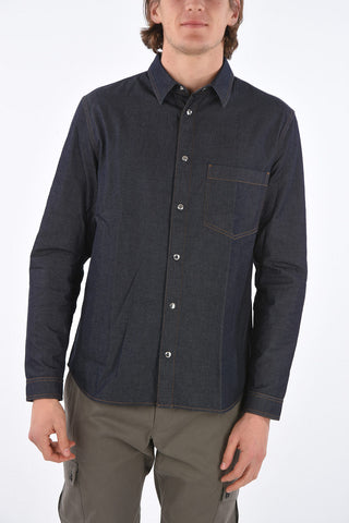 Camicia in Denim con con Bottoni Automatici e Taschino