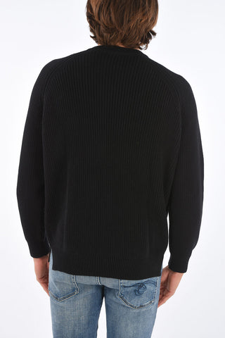 ribbed zipped crew-neck sweater