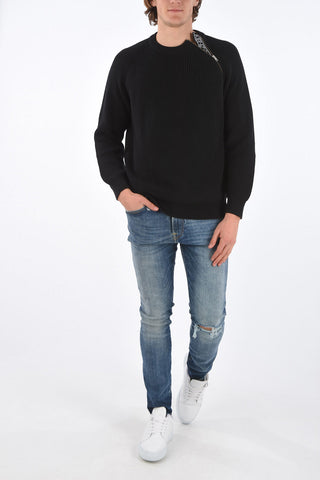 ribbed zipped crew-neck sweater
