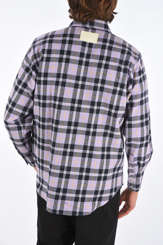 Camicia di Flanella Tartan con Collo Francese