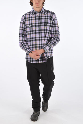 Camicia di Flanella Tartan con Collo Francese