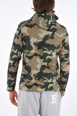 Felpa Camouflage con Cappuccio e Stampa in Rilievo