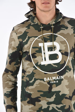 Felpa Camouflage con Cappuccio e Stampa in Rilievo