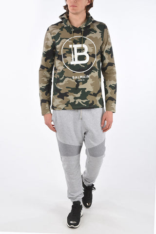 Felpa Camouflage con Cappuccio e Stampa in Rilievo