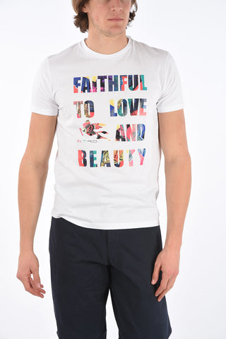 Crew Neck LOVE AND BEAUTY Printed T-Shirt