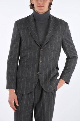 pinstriped side vents 3-button suit