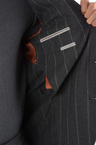 pinstriped side vents 3-button suit