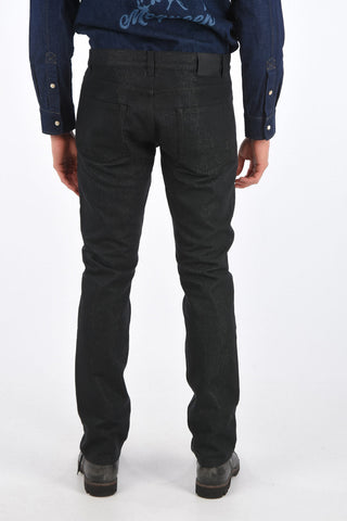 5 Pocket Denim and Lurex Pants with Belt Loops