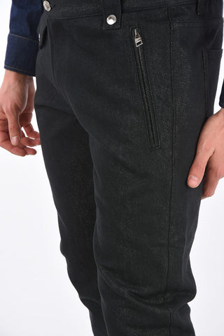 5 Pocket Denim and Lurex Pants with Belt Loops
