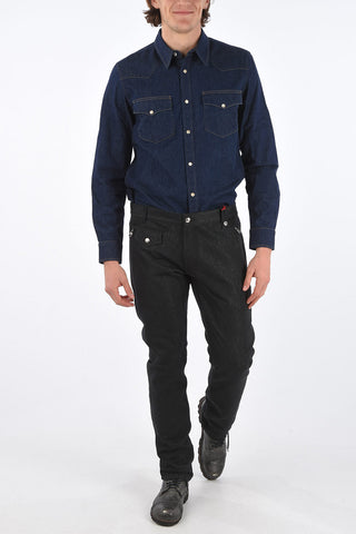 5 Pocket Denim and Lurex Pants with Belt Loops