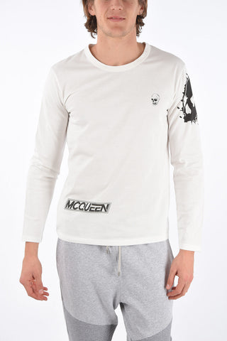 Long-Sleeved Crew Neck Sweater with Prints