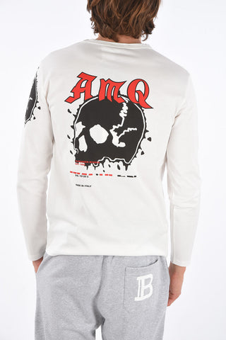 Long-Sleeved Crew Neck Sweater with Prints