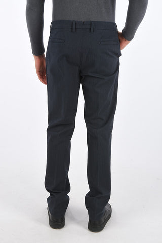 Pantaloni Herringbone in Cotone Stretch