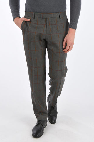 district check wool pants