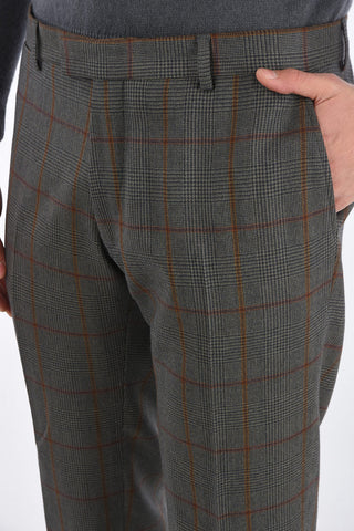 district check wool pants
