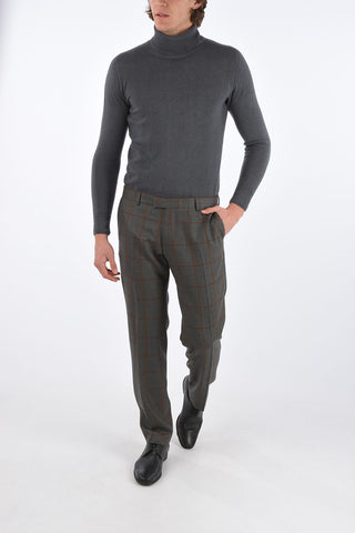 district check wool pants