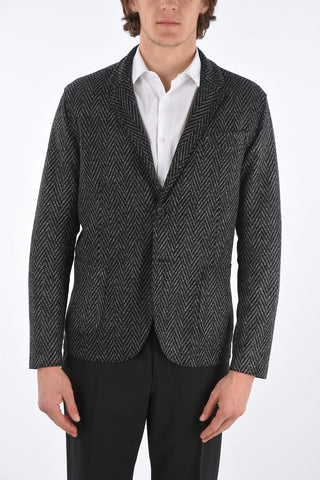 plain herringbone center vent notch lapel 2-button blazer