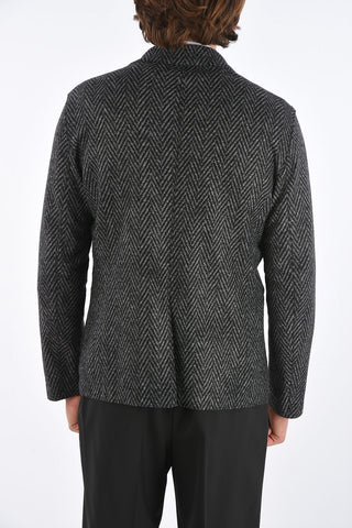 plain herringbone center vent notch lapel 2-button blazer