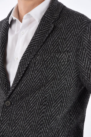 plain herringbone center vent notch lapel 2-button blazer