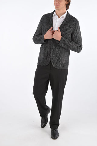 plain herringbone center vent notch lapel 2-button blazer