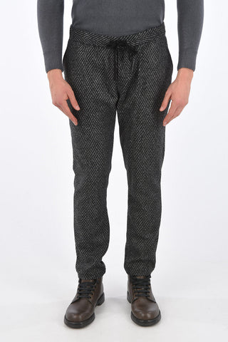 pantalone plain herringbone con coulisse in vita