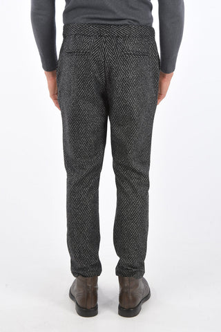 pantalone plain herringbone con coulisse in vita
