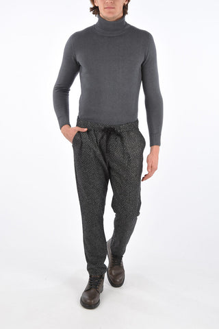pantalone plain herringbone con coulisse in vita