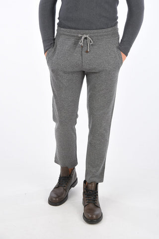 pantalone jogger in misto cashmere con coulisse in vita