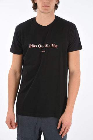 Crew Neck Cotton T-Shirt with Printed Logo