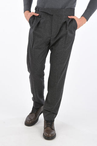 wool single pleat trousers