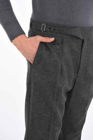 wool single pleat trousers