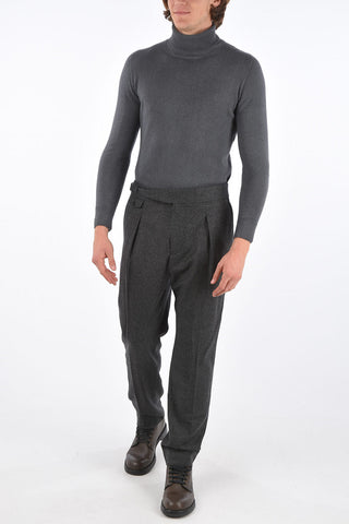 wool single pleat trousers