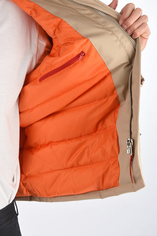 frog closure outerwear jacket with eco fur detail