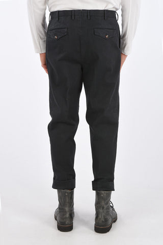 stretch cotton double pleat trousers