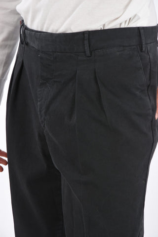 stretch cotton double pleat trousers