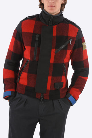 check MOTORBIKE full zip outerwear jacket