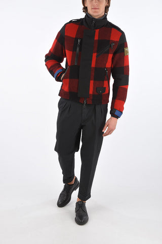 check MOTORBIKE full zip outerwear jacket