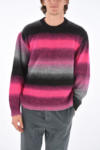 Pullover Girocollo a Bande di Colore Sfumate
