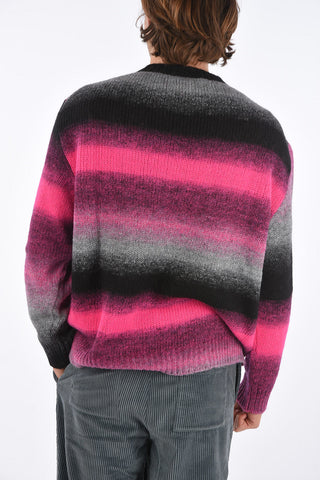 Pullover Girocollo a Bande di Colore Sfumate