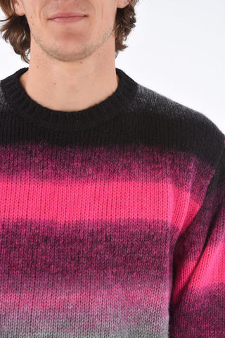 Pullover Girocollo a Bande di Colore Sfumate