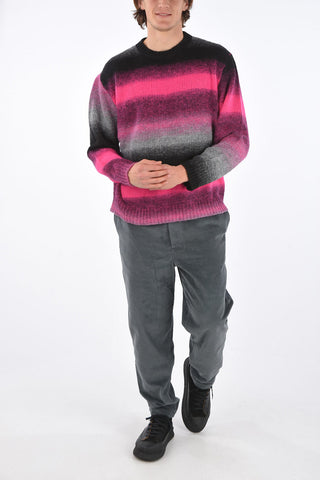 Pullover Girocollo a Bande di Colore Sfumate