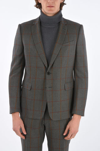 district check side vents notch lapel 2-button blazer