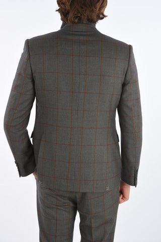 district check side vents notch lapel 2-button blazer