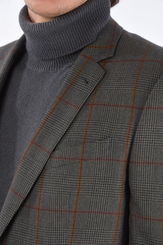 district check side vents notch lapel 2-button blazer