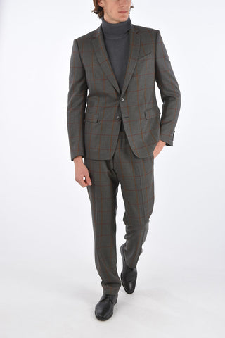 district check side vents notch lapel 2-button blazer