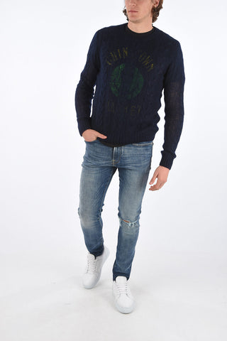 maglia a trecce girocollo
