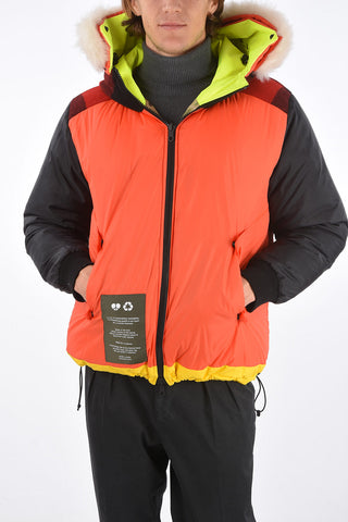 hooded reversible down jacket