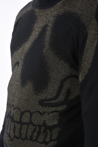 Crew Neck Sweater with Lurex Skull Motif