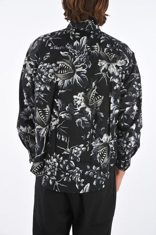 Floral Patterned Cotton Shirt with Hidden Fastening